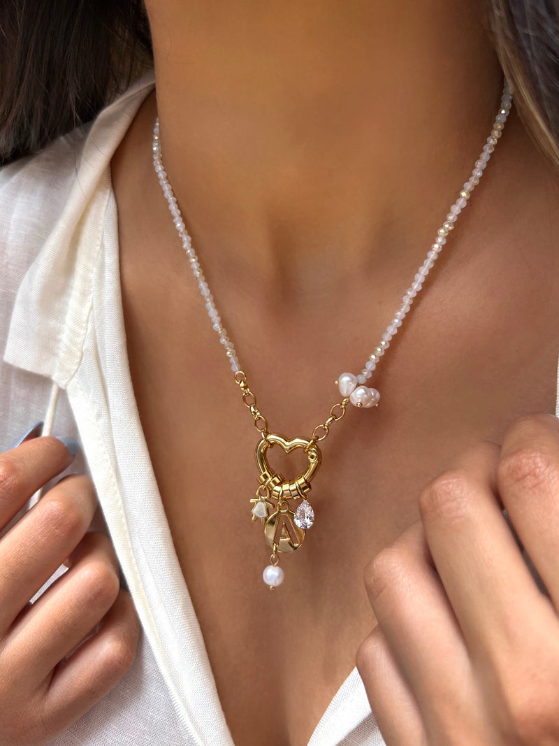 Colar Com 1 Filho Coração e Inicial 45cm