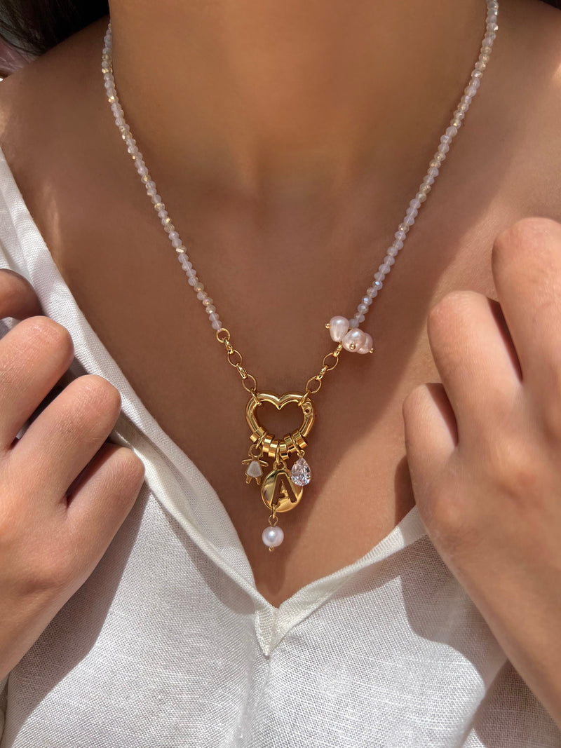 Colar Com 1 Filho Coração e Inicial 45cm