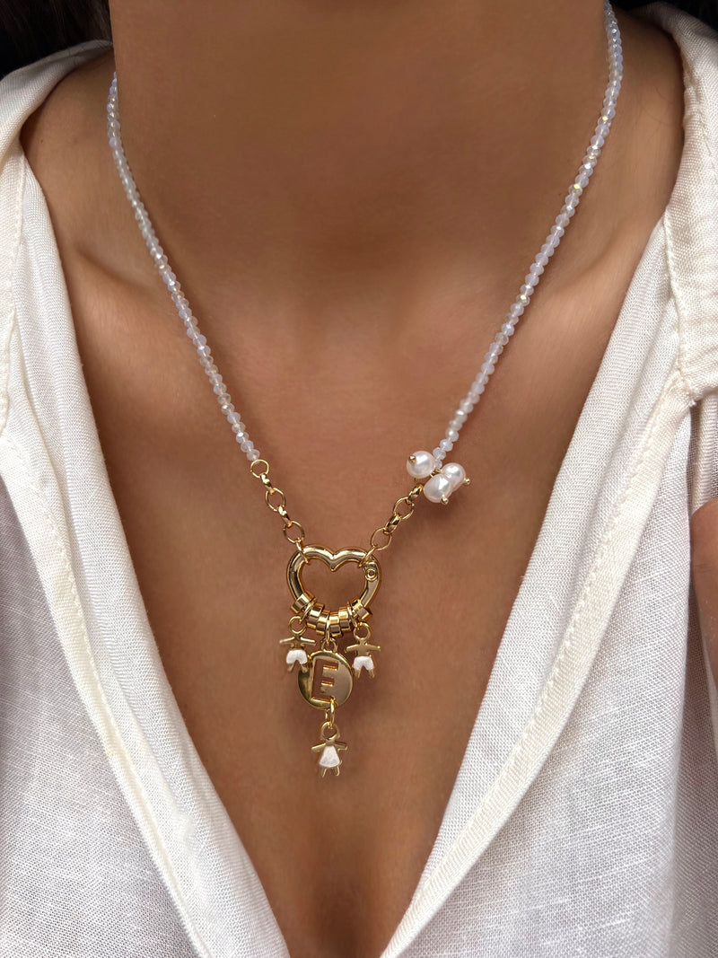 Colar Com 3 Filhos Coração e Inicial 45cm