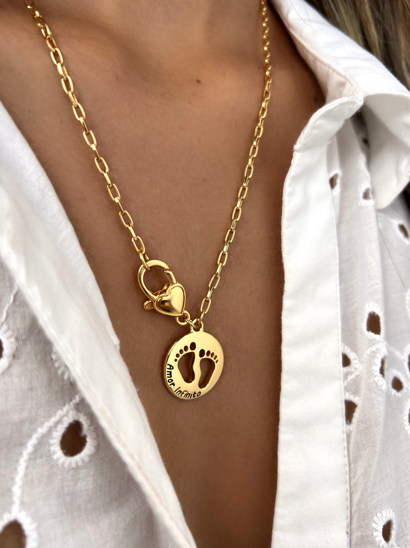 Colar Amor Infinito Com Fecho Lagosta Coração Corrente Elos Fina 50cm