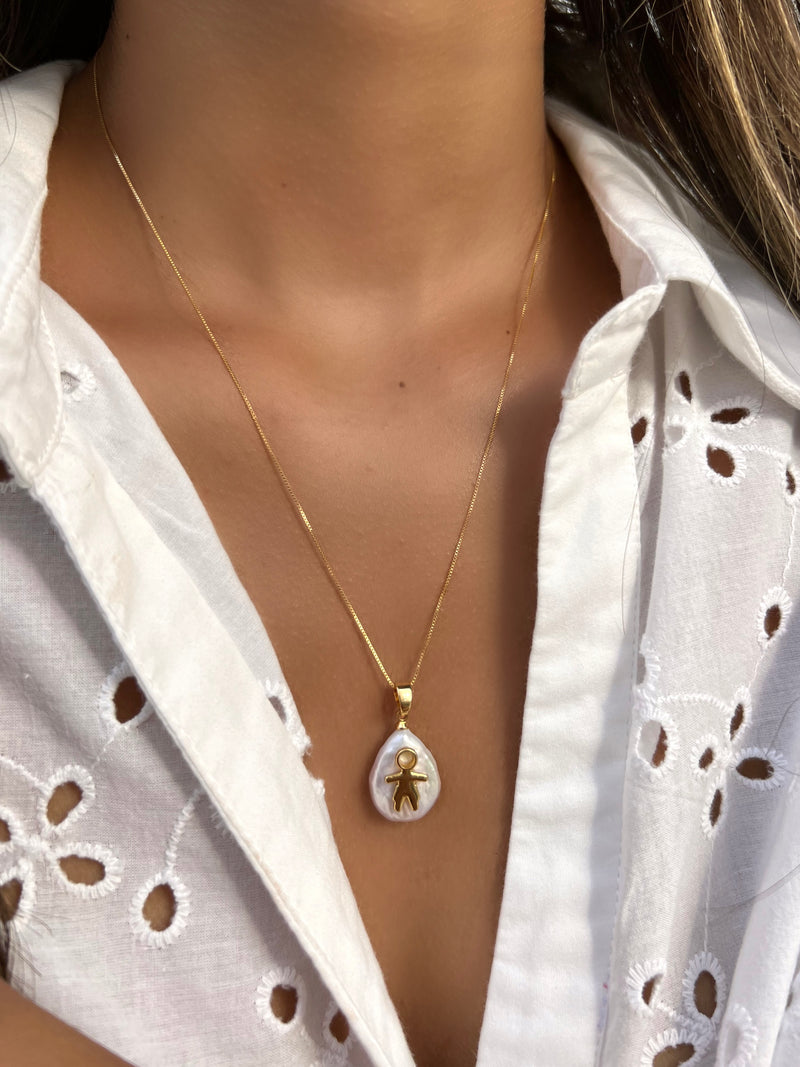 Colar FILHO Pérola Barroca Corrente Veneziana 45cm