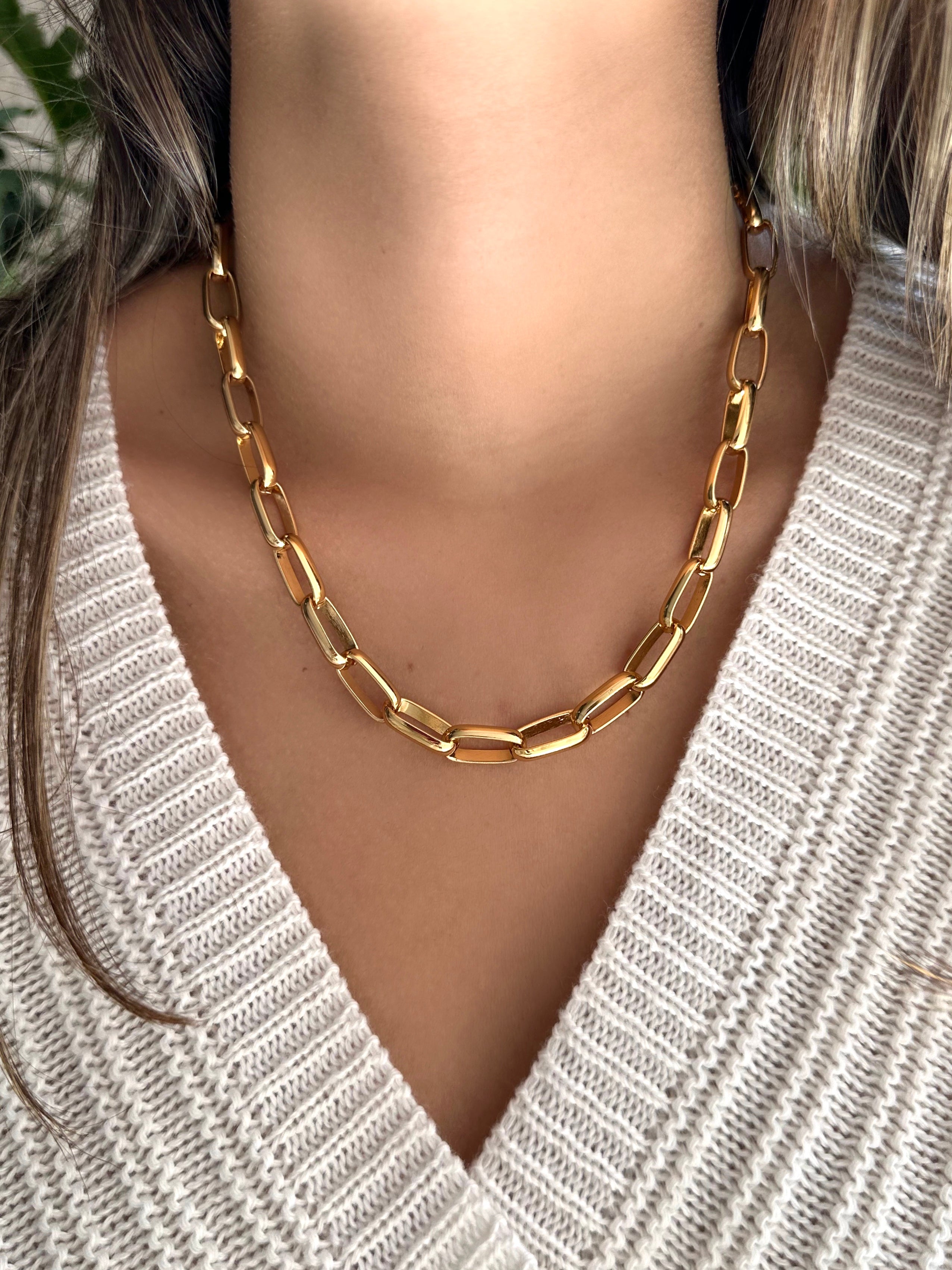 Colar Corrente Elos G Em Ouro 50 cm