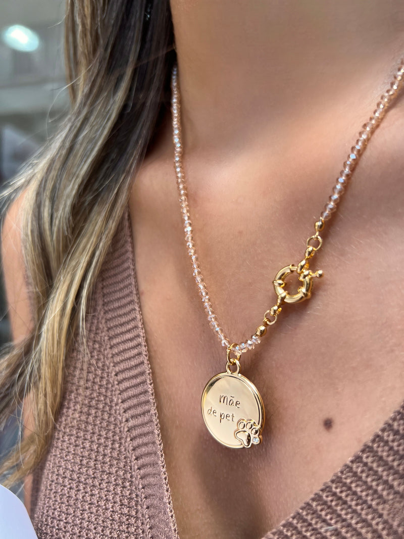 Colar Mãe De PET Cristais Lapidados 45cm