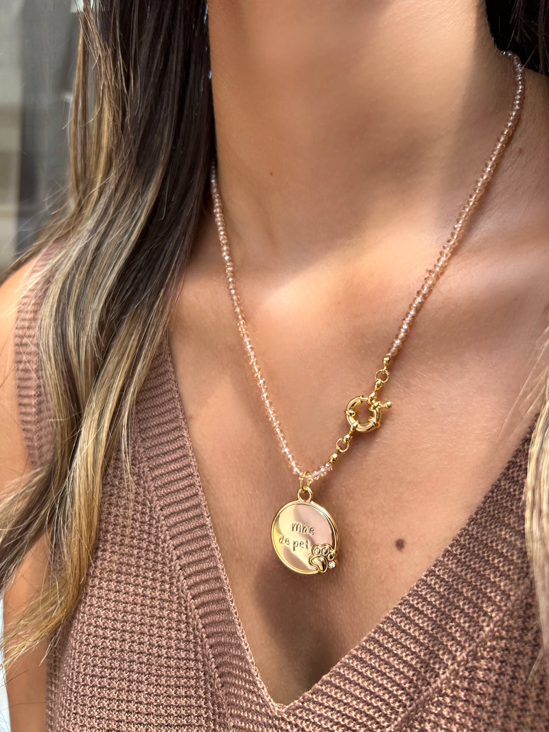 Colar Mãe De PET Cristais Lapidados 45cm