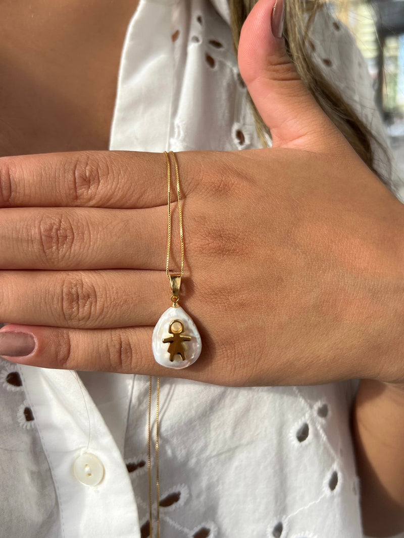 Colar FILHA Pérola Barroca Corrente Veneziana 45cm