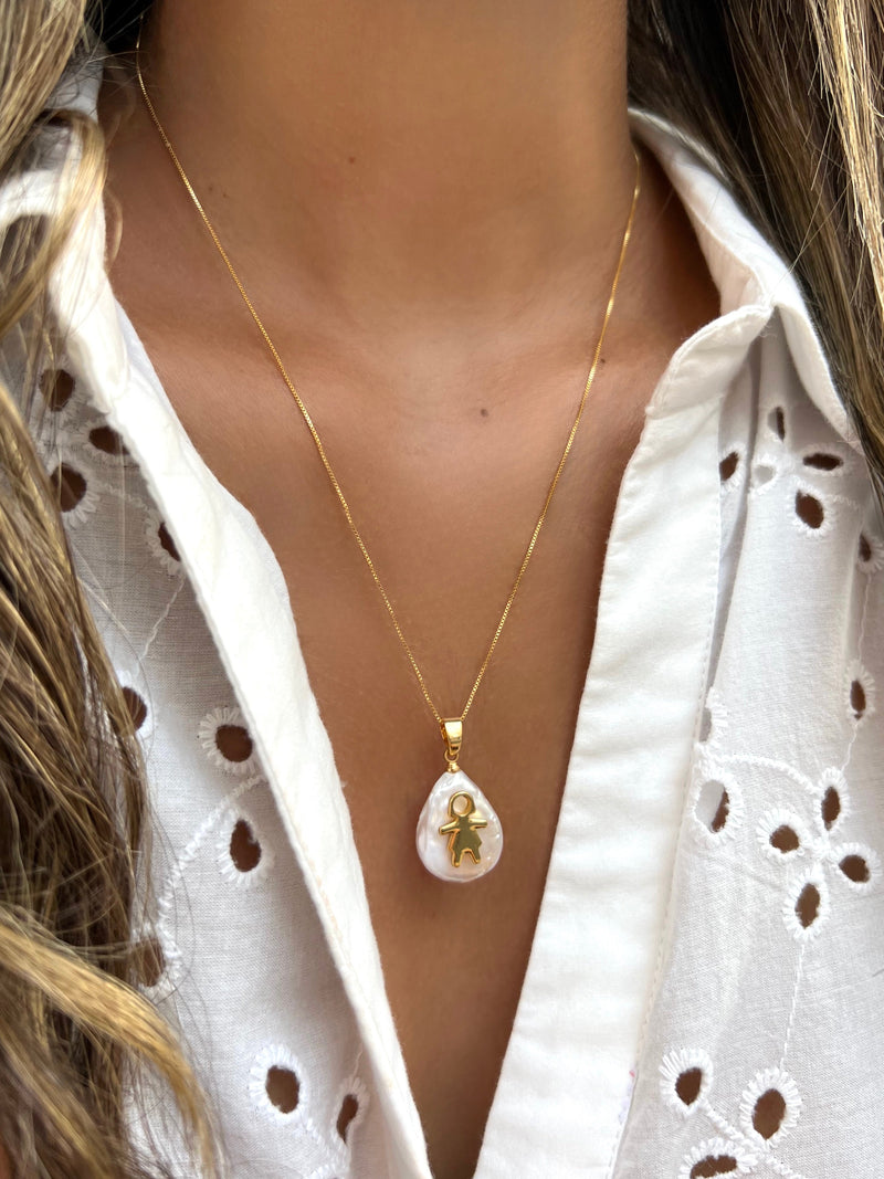 Colar FILHA Pérola Barroca Corrente Veneziana 45cm