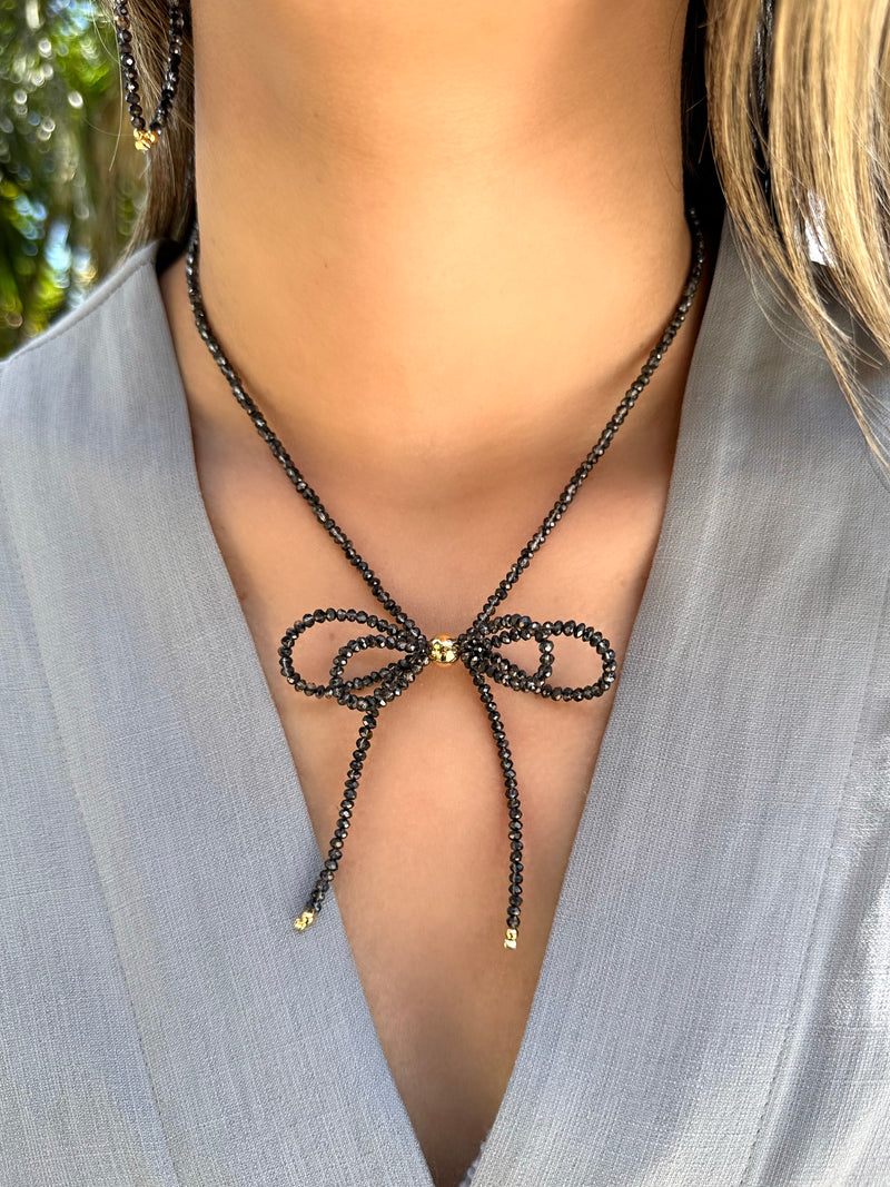 Colar Laço Grafite 45cm