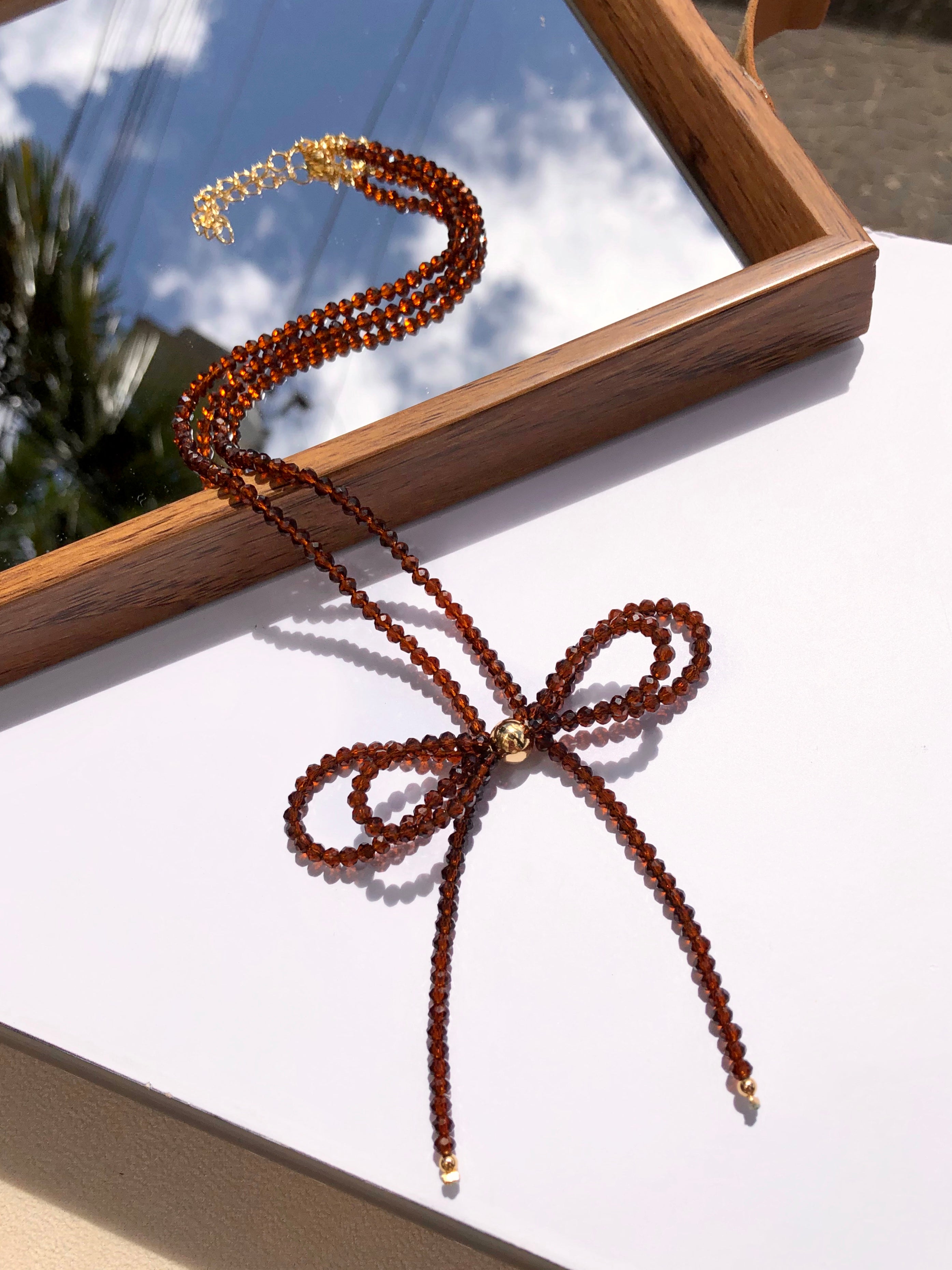 Colar Laço Marrom Chocolate 45cm