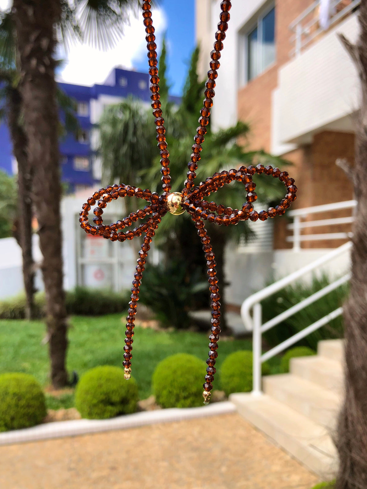 Colar Laço Marrom Chocolate 45cm