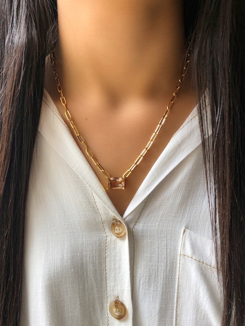 Colar Luana Elos E Baguete G Morganita