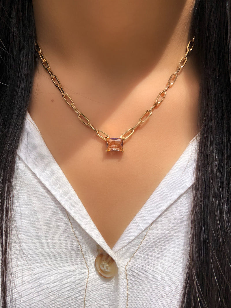 Colar Luana Elos E Baguete P Morganita 40cm