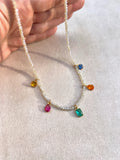 Colar Mini Cristais Coloridos Cores Vivas 45cm