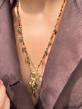 Colar Mix Tons Marrons e Pingente Dente 70cm