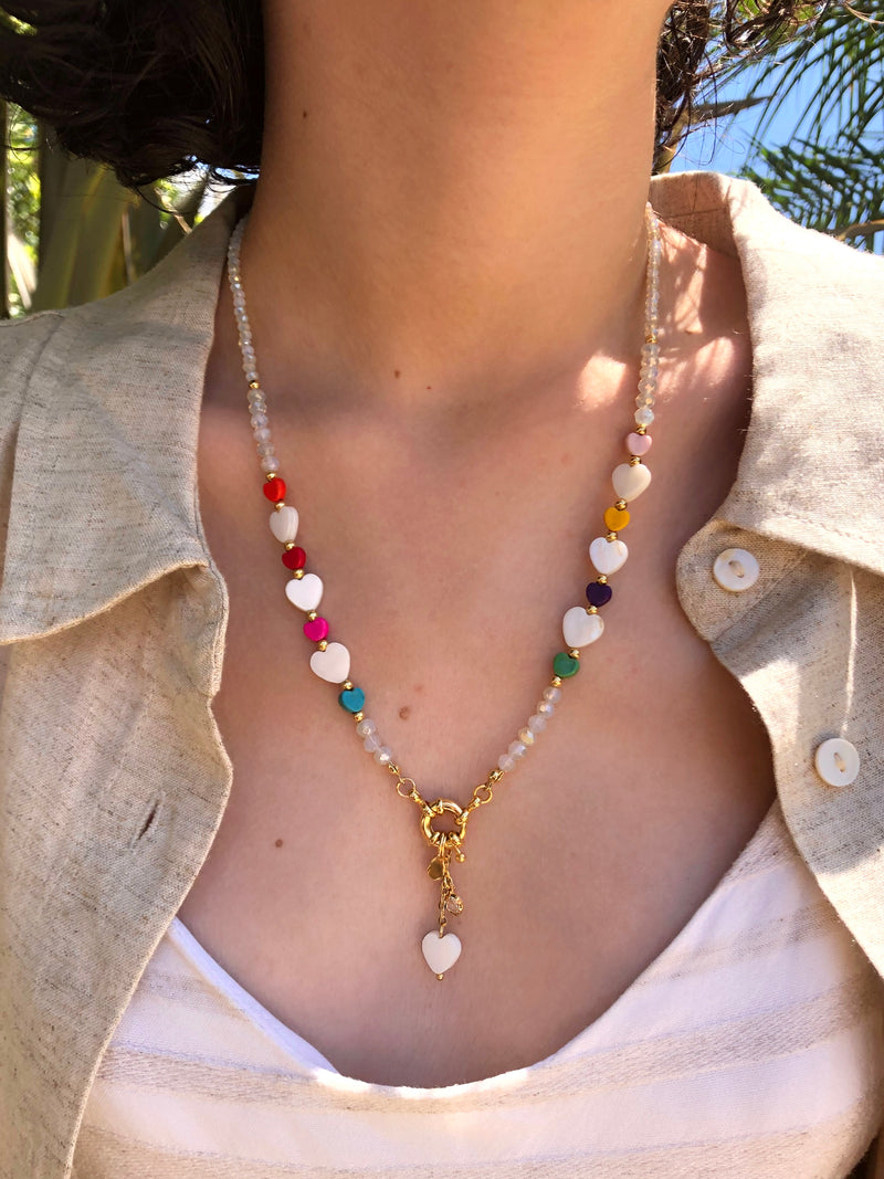 Colar Natalia Coração E Mini Gota 50cm