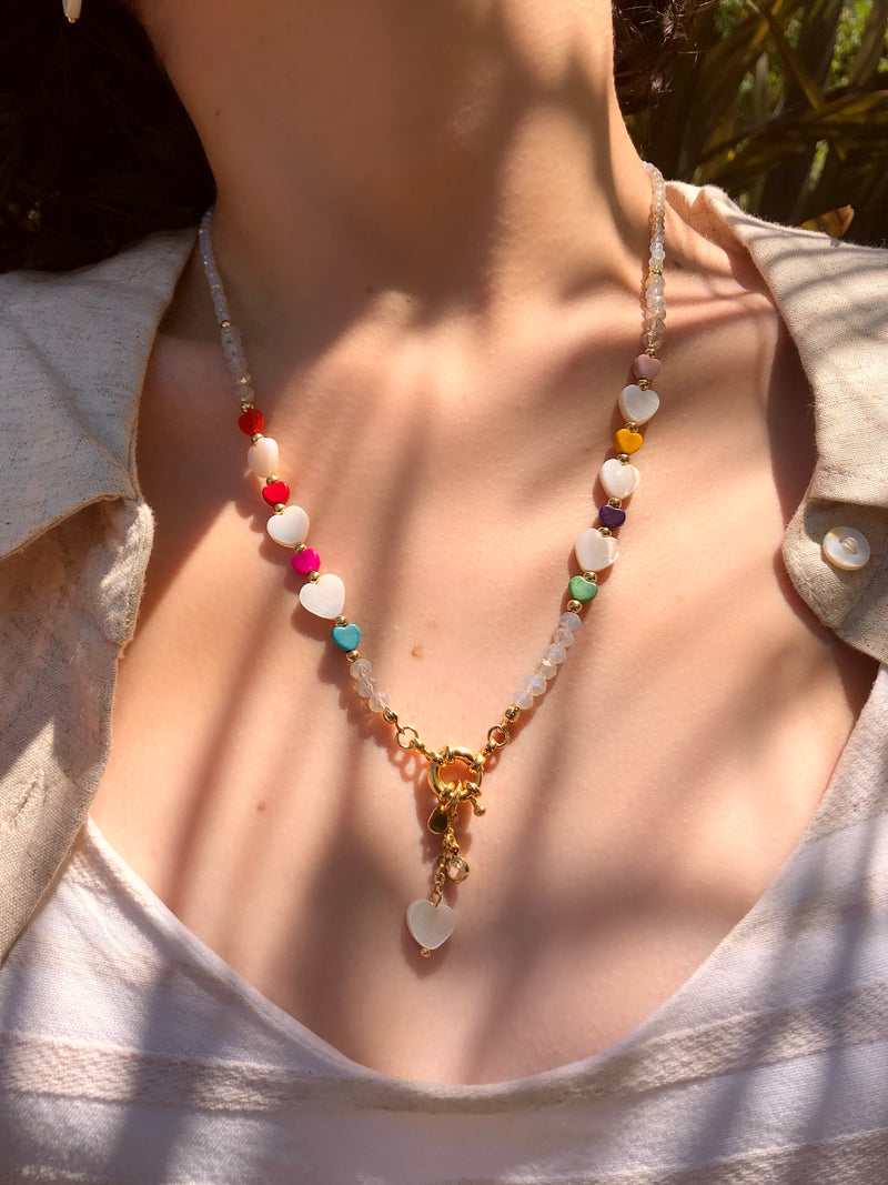 Colar Natalia Coração E Mini Gota 50cm