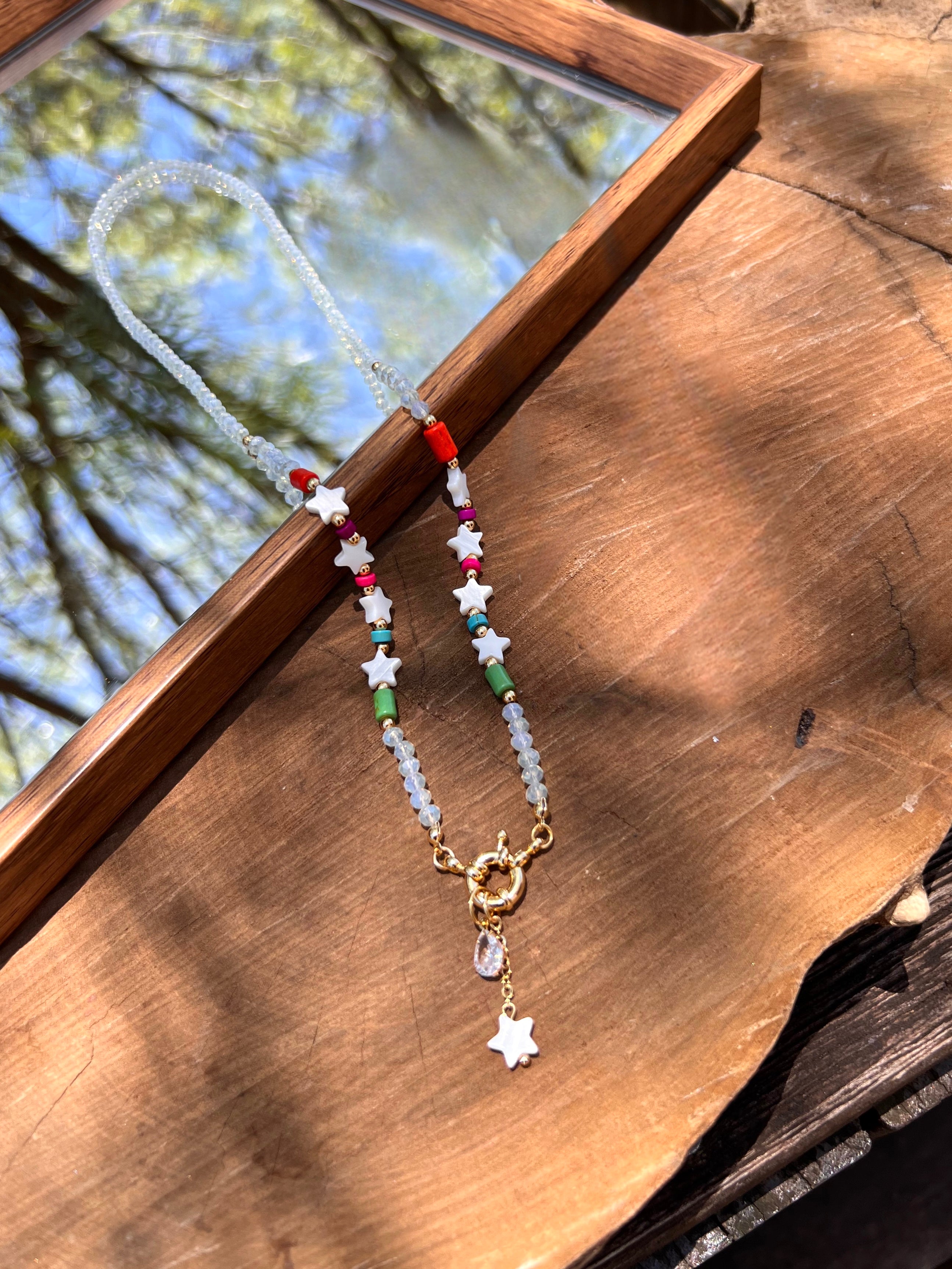 Última Peça!!! Colar Natalia Estrelas E Mini Gota 50cm
