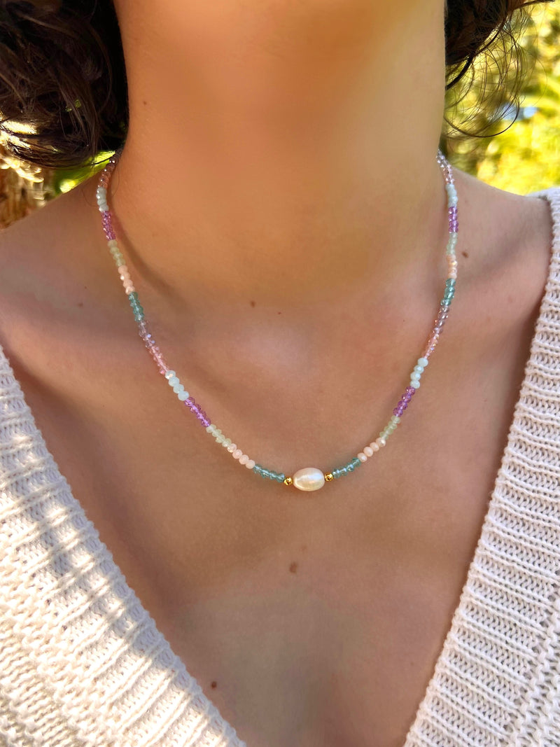 Colar Pérola Algodão Doce 40cm*