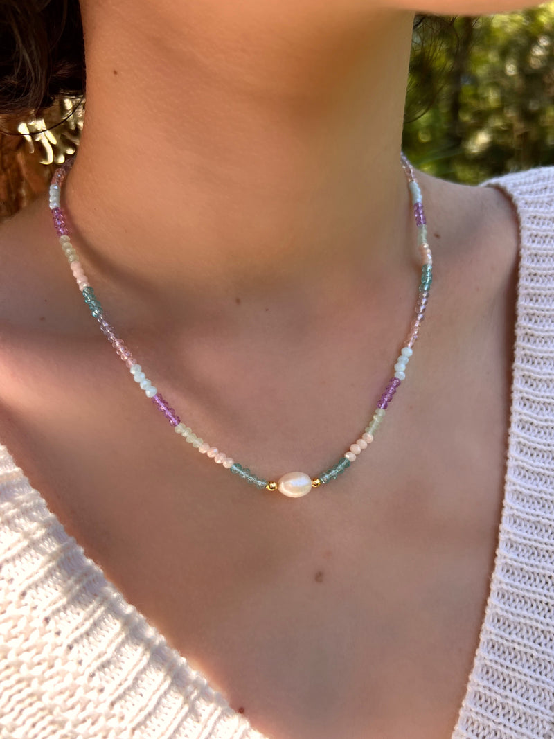 Colar Pérola Algodão Doce 40cm*