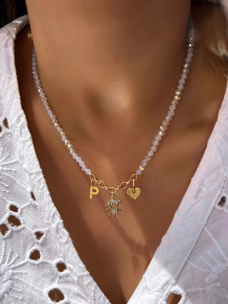 Colar Com 1 Filho Cravejado Personalizado E Inicial 45cm