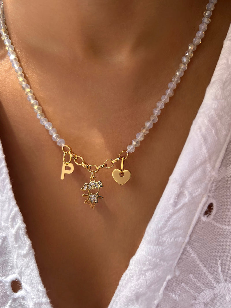 Colar Com 1 Filho Cravejado Personalizado E Inicial 45cm