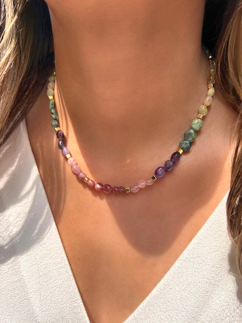 Colar De Pedras Naturais Roladas 42 cm