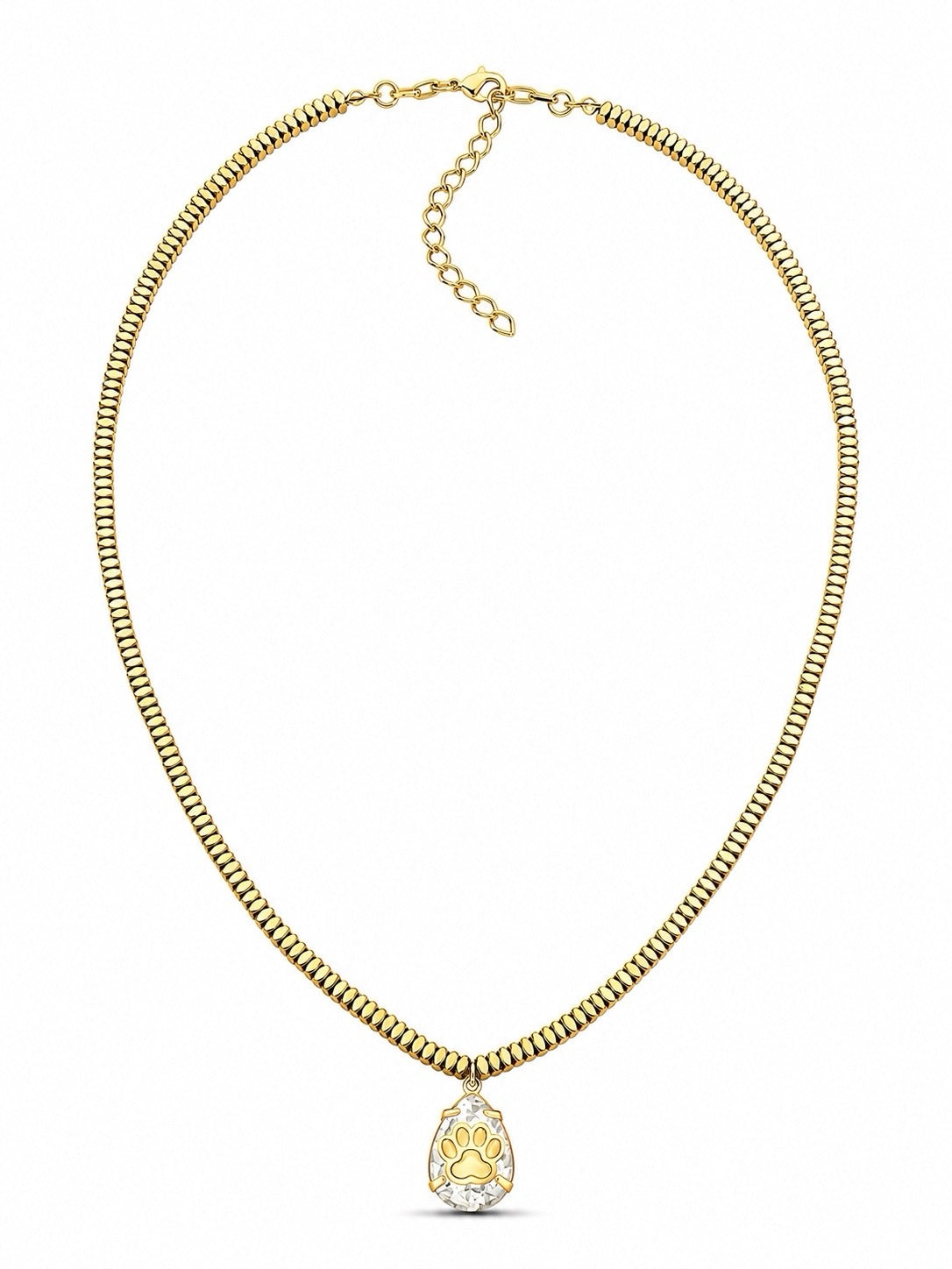 Colar Hematitas Banho Ouro Com Pin Cristal Personalizável 45cm