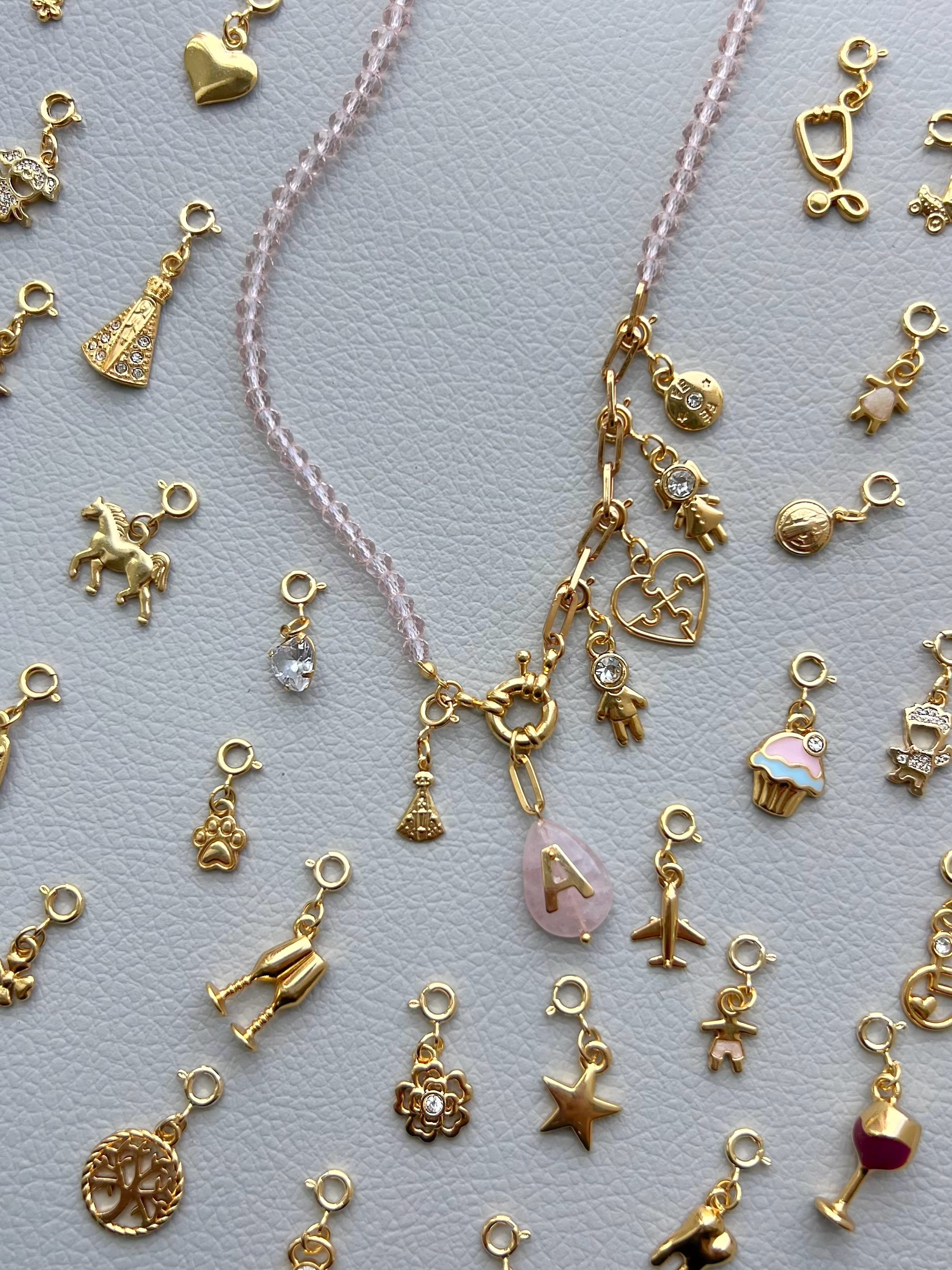 Colar Quartzo Rosa Com Pins Removíveis 50cm