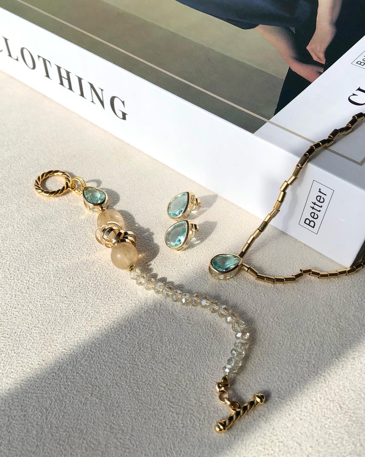 Conjunto Diana Água Marinha Com Pulseira