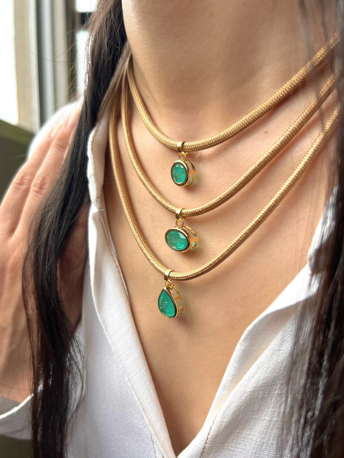 Conjunto De Três Colares Cordão Paraíba Fusion