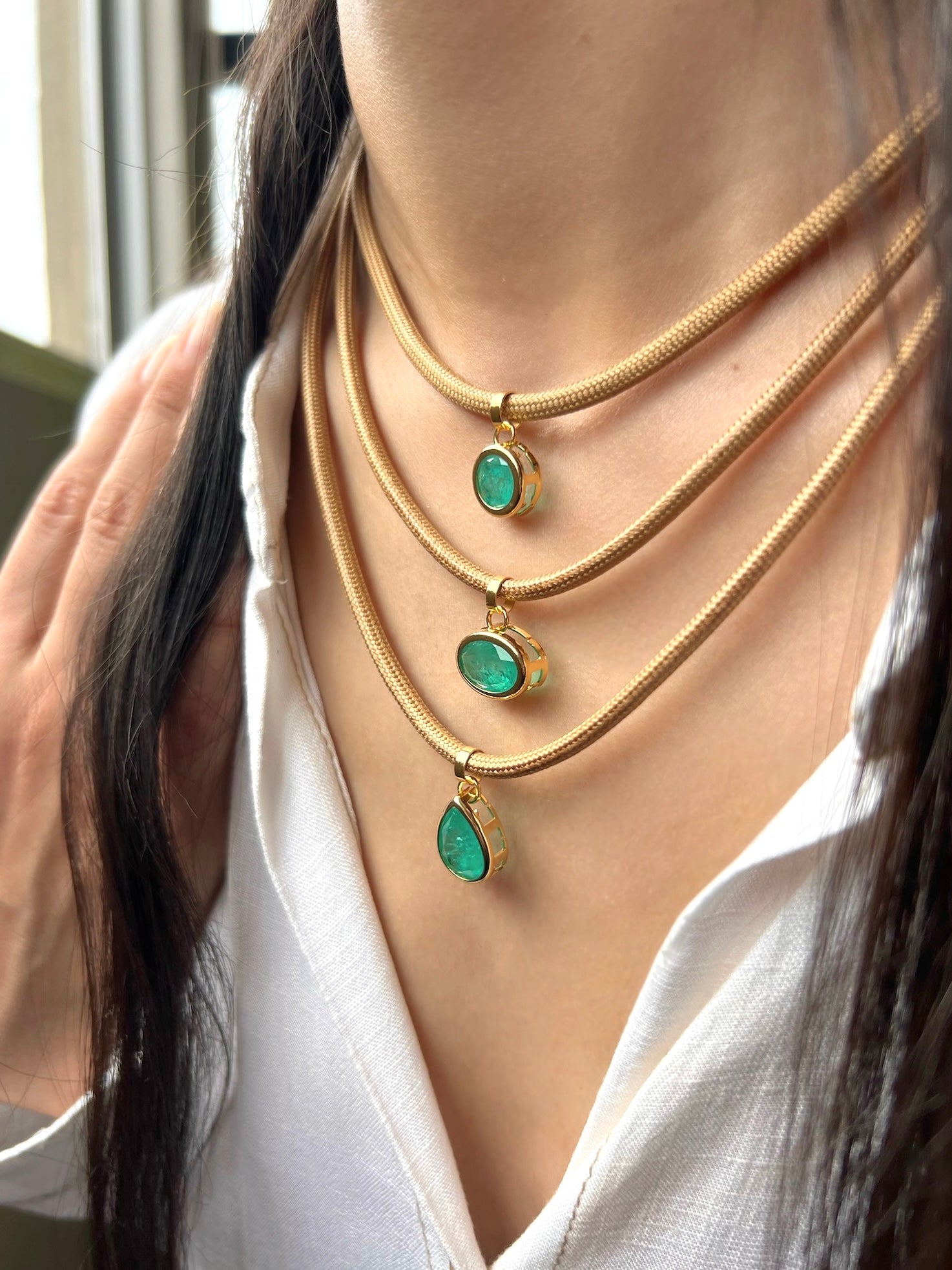 Conjunto De Três Colares Cordão Paraíba Fusion