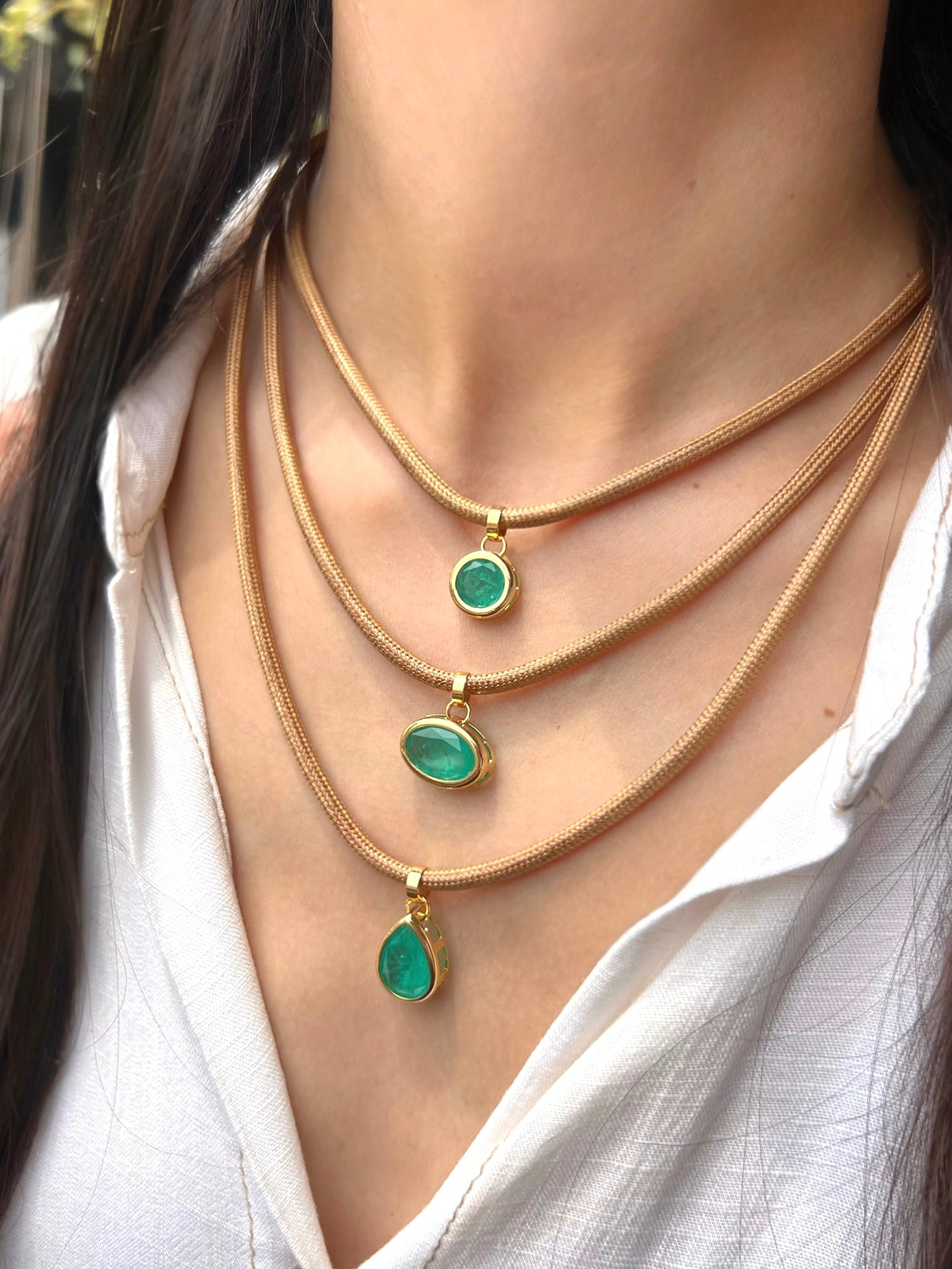 Conjunto De Três Colares Cordão Paraíba Fusion