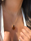 Colar Pedra Gota Cor Marrom