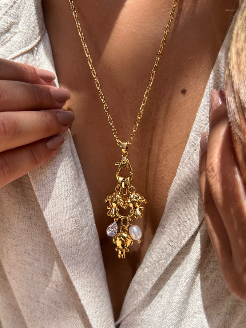 Colar 3 FILHOS Corrente Mini Elos Longo 60cm