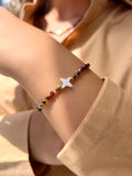 Pulseira Lais Cristais Mix Marrom E Estrela Madrepérola 16cm