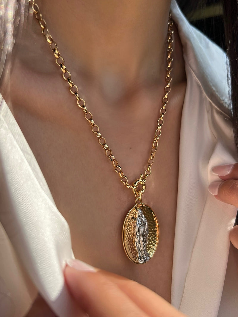 Colar Corrente Oval Média Nossa Senhora De Lourdes 50cm