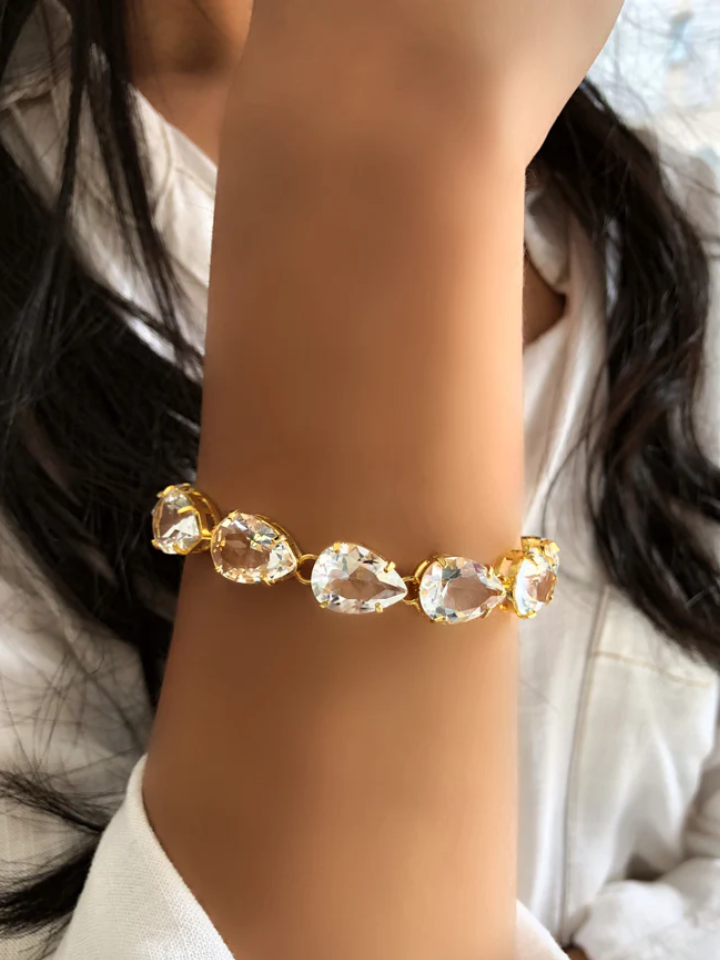 Pulseira Riviera Gotas Cor Cristal E Fecho Bóia 18cm