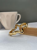 Bracelete Ondas Orgânico Banho Ouro 18k