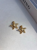 Par De Brincos Estrela Martelada Banho Ouro 18k