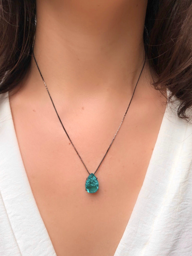 Colar Corrente Veneziana Gota Pequena Cor Turmalina 40cm