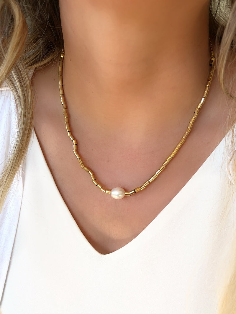 Colar Diana Com Pérola Natural De Água Doce 45cm