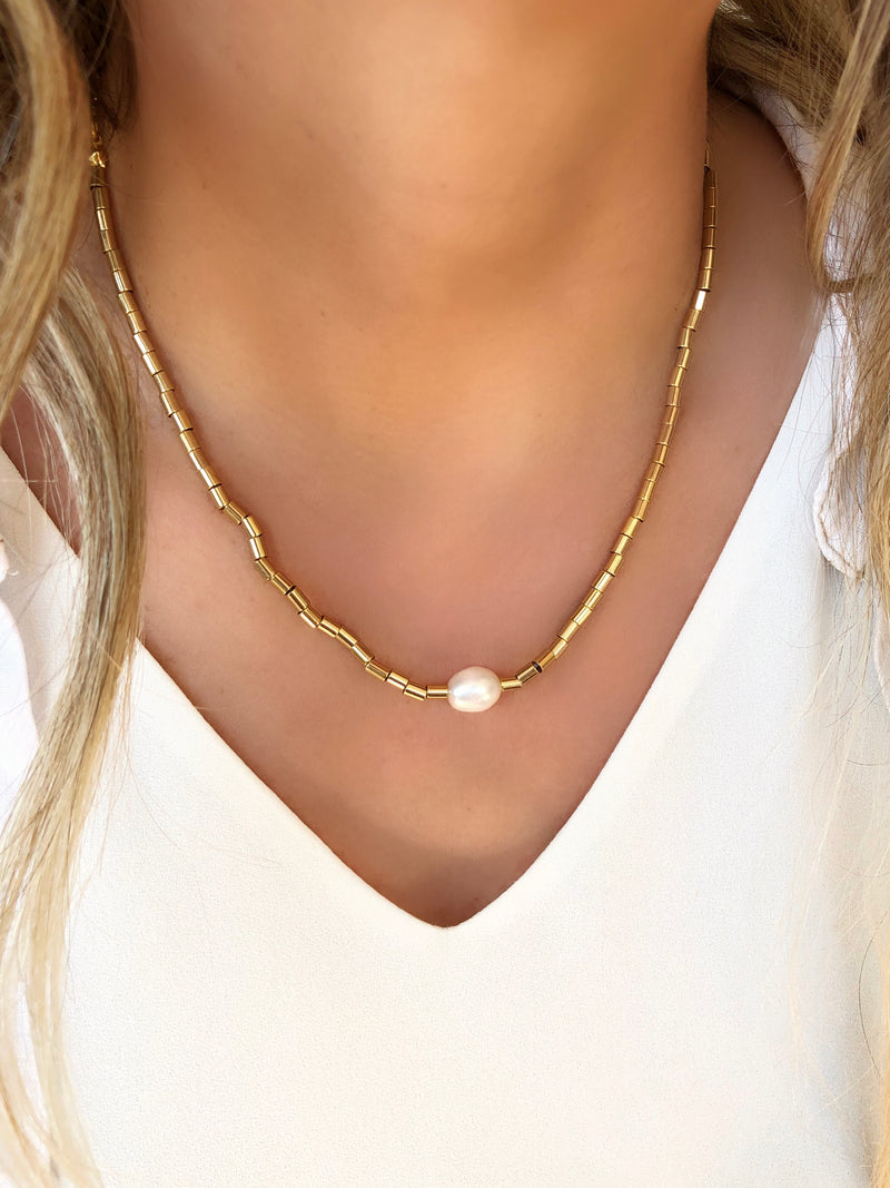 Colar Diana Com Pérola Natural De Água Doce 45cm