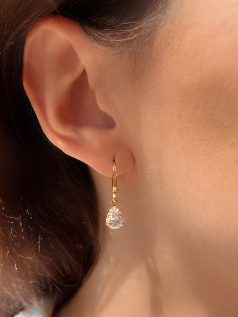 Par De Brinco Argola E Gotinha Zircônia Branca