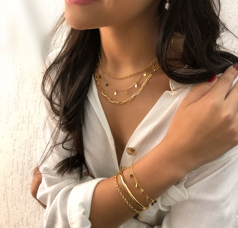 Mix de colares corrente fina, portuguesa e mini gotas