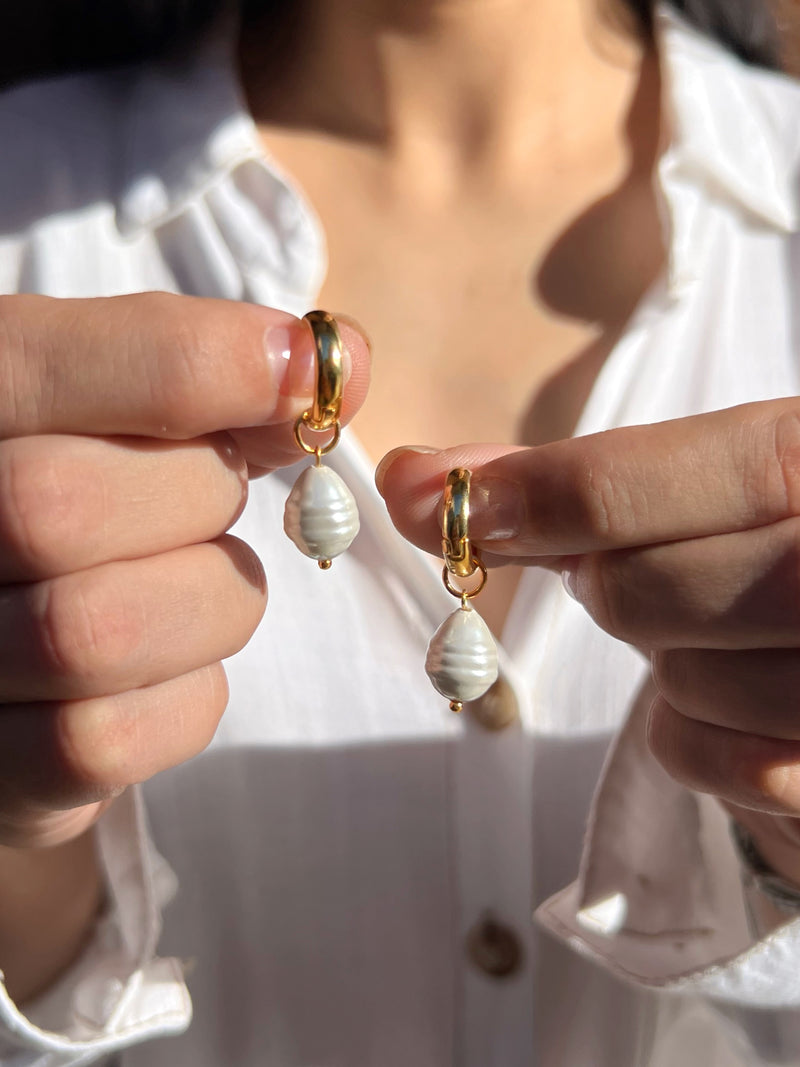 Brinco Argola Pérola Barroca Shell