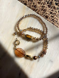 Pulseira Pedra Natural Ágata Marrom E Fecho Bóia