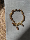 Pulseira Pedras Naturais Ágata Marrom E Pingentes 20cm