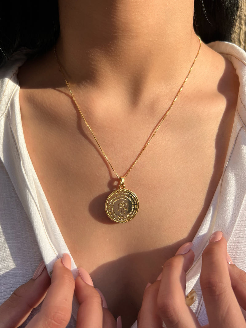 Colar Oração Santo Anjo Banho Ouro 18k