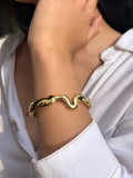 Bracelete Ondas Orgânico Banho Ouro 18k