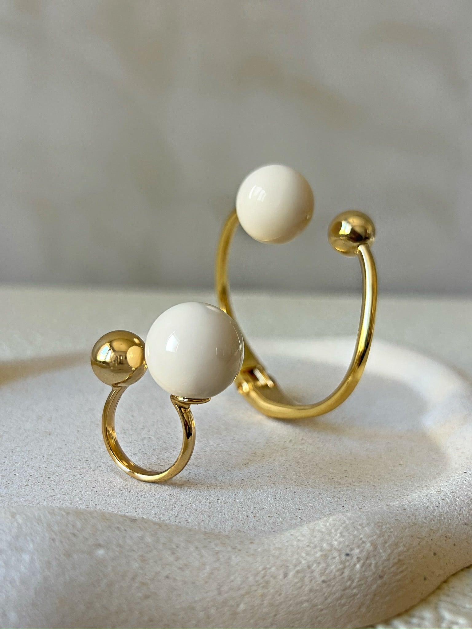 Conjunto Anel e Bracelete Esfera Branca