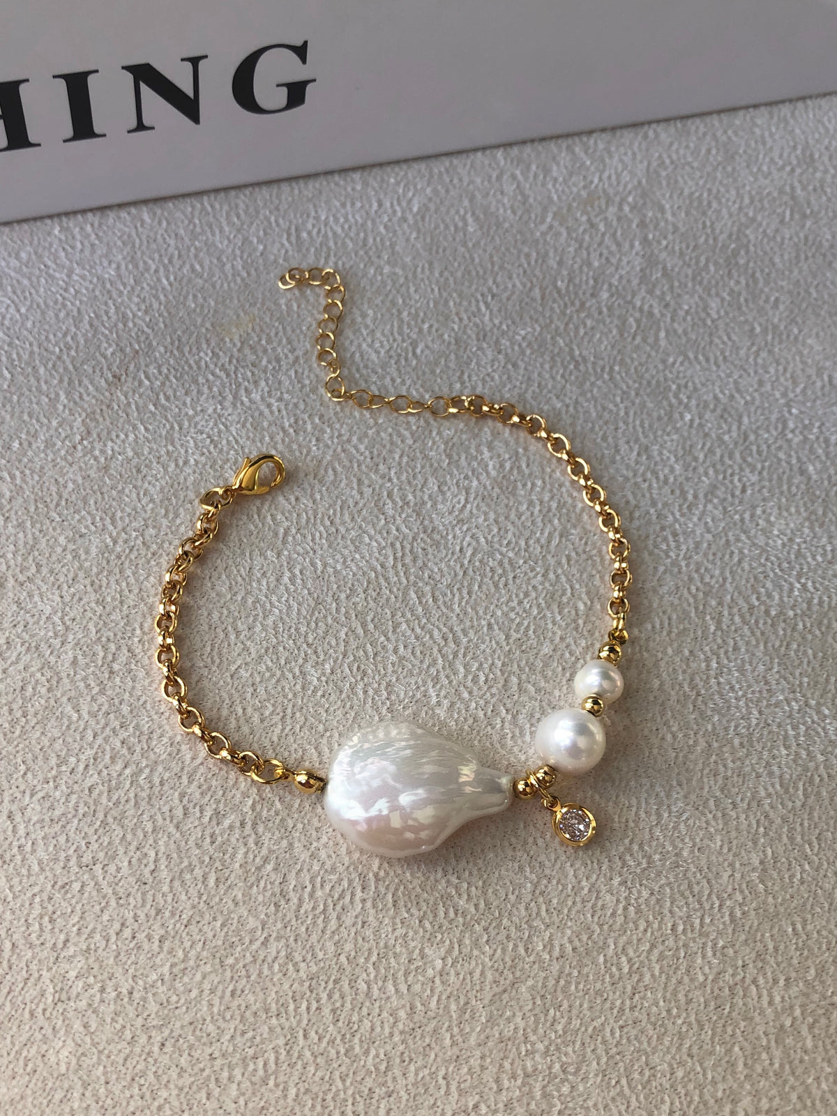 Pulseira De Pérola Barroca 16cm
